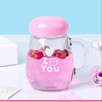 Water Cup female student Korean cute Cup girl heart milk tea home with handle flower tea cup glass