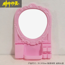 Wall-mounted dressing mirror dressing table Bathroom room wall hanging love plastic mirror makeup mirror small fresh cute makeup table woman