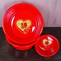Chinese retro style foot wash happy word red basin Happy event wash face Wedding happy basin Bath basin Plastic basin sink