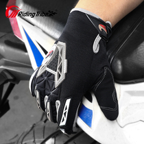 Riding tribal motorcycle carbon fiber gloves summer mens fall-proof full finger female four seasons knight off-road motorcycle