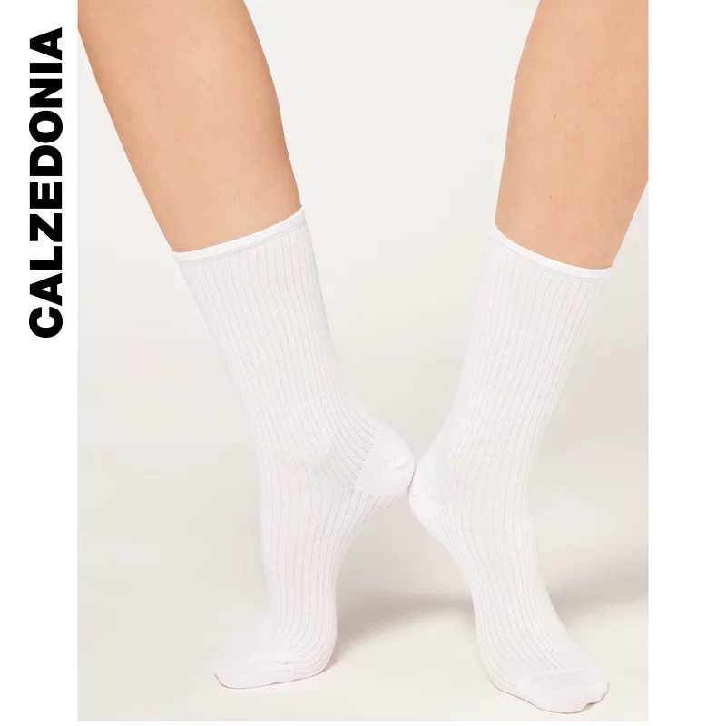 [CALZEDONIA卡泽意袜春夏女士时尚休闲基础竖纹百搭薄款短袜DC0455]