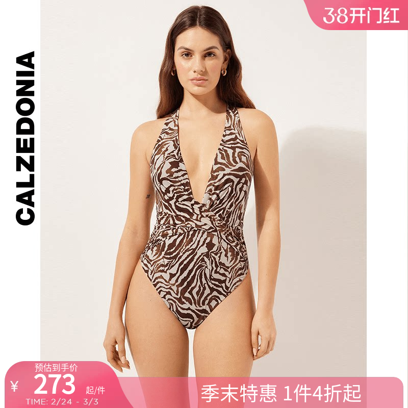 Сандалии CALZEDONIA Kaze носки летние морской курорт купальник однотонный коричневый узор 0IS1838