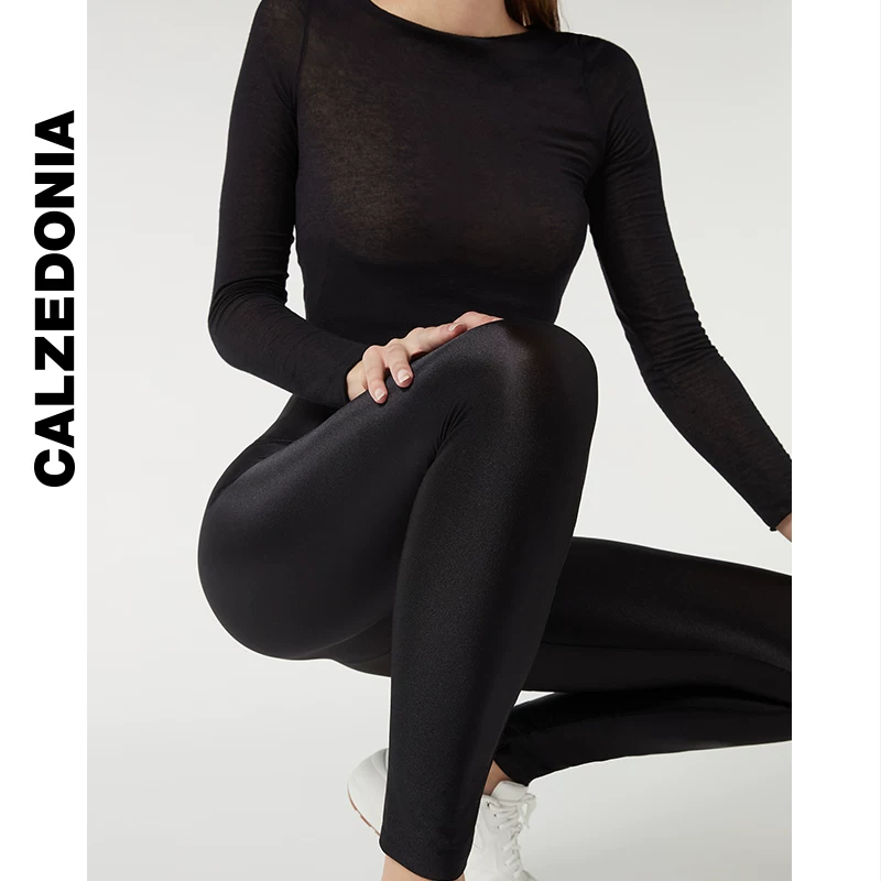 ЖЕНСКИЕ CALZEDONIA slim, блестящие, комфортные и модные эластичные лосины shark pants MODP0946