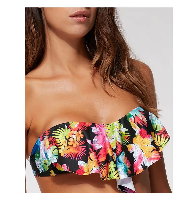 CALZEDONIA Phụ nữ mặc bikini hàng đầu Lara Ruffle Bikini hàng đầu RFI1424 6832 - Bikinis đồ tắm nữ