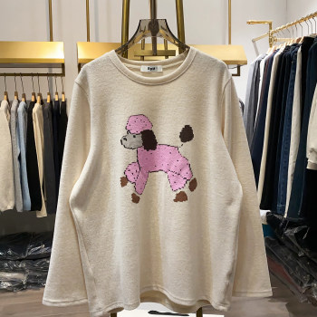 Unique Design Cartoon Brushed Velvet Thickened Warm Long-Sleeve T-Shirt for Women, New Autumn and Winter Base Layer Top