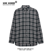 Autumn new plaid shirt mens long sleeve Korean casual tide coat trend loose shirt men handsome versatile