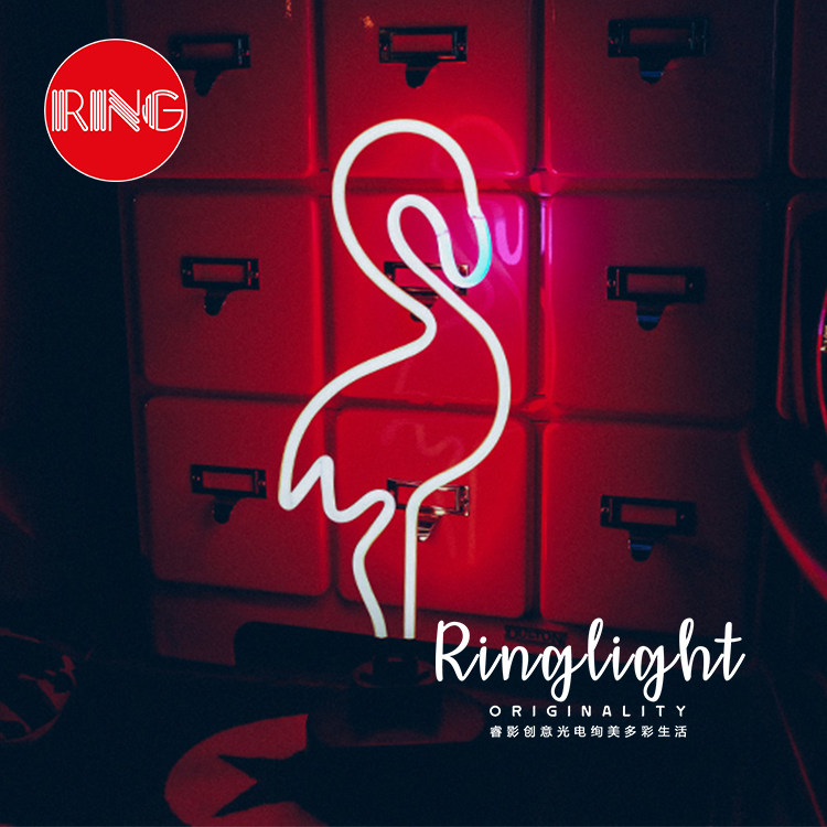 Net red lamps ins popular explosion style flamingo handmade glass tube home atmosphere decoration background neon table lamp