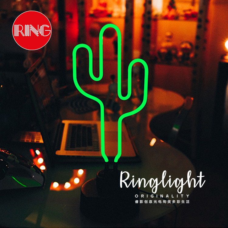Limited special ins net red cactus shape handmade pure glass tube neon atmosphere background decorative lights