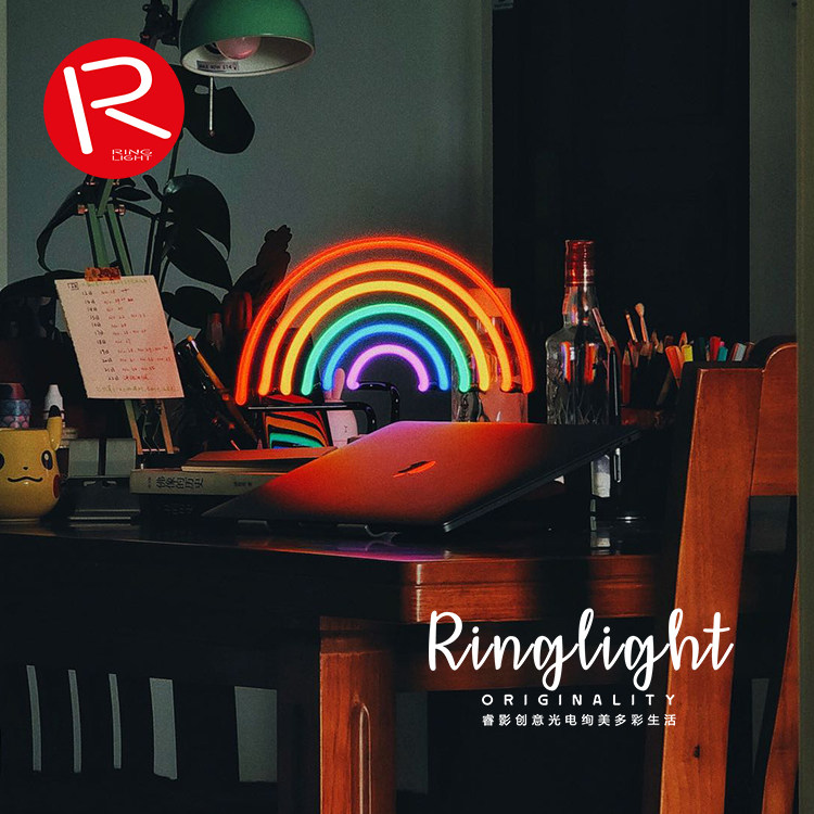 UP main recommendation ins burst love rainbow neon net red room decoration live atmosphere background creative gift