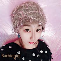 New Korean version of velvet tassel sequins plus velvet warm Xinjiang Muslim pregnant women confinement chemotherapy pile pile Baotou cap