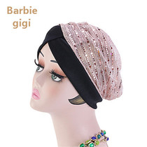 New spring and summer thin section sequined mesh ladies multi-color wild Xinjiang Muslim breathable headscarf Baotou lady hat