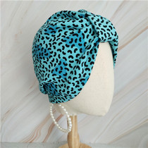 Japanese style vintage blue wave point BAO WEN fashion personality street style Muslim headscarf head cap