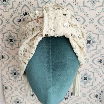 Vintage fashionable British street pleated sequins retro personality wild confinement hair pocket turban