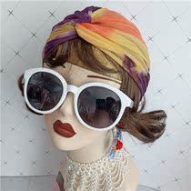 VINTAGE retro fashion lace purple yellow orange cross fold twist twist muslimturban turban head cap