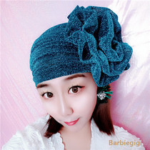 Retro fashion European and American fashion stars with the same foreign style exaggerated flower party nightclub banquet head scarf head cap