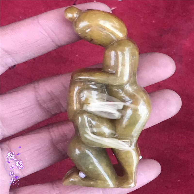 Ancient play jade antique old objects made of old jade wall jade jade combine the high ancient jade figure gender culture natural pendant-Taobao