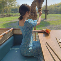 Mattino one-shoulder French long ankle fairy style first love gentle Hepburn style floral