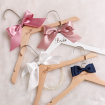 European wedding gift Bride groom bridesmaid gift Wooden personality custom engraved name hanging wedding dress Xiuhe hanger
