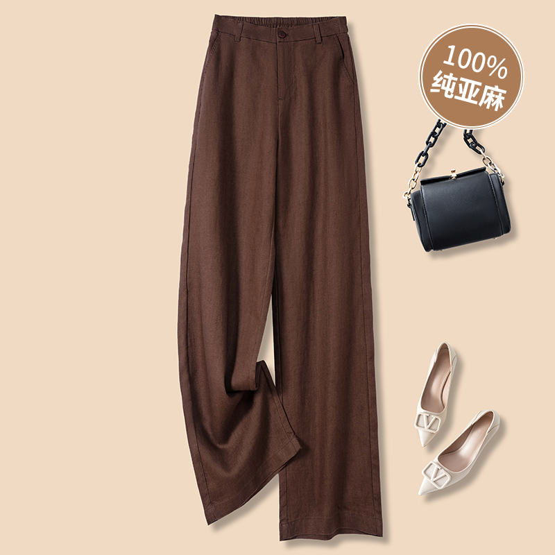 Ebony Brown Pure Linen Wide-Leg Pants for Women, 2026 Summer Thin Style, Old Money Style, Lazy Straight-Leg Drapey Linen Casual Pants Ebony Brown Pure Linen Wide-Leg Pants for Women, 2026 Summer Thin Style, Old Money Style, Lazy Straight-Leg Drapey Linen Casual Pants
