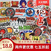 52 rock band punk suitcase stickers Retro computer trend guitar suitcase graffiti waterproof stickers