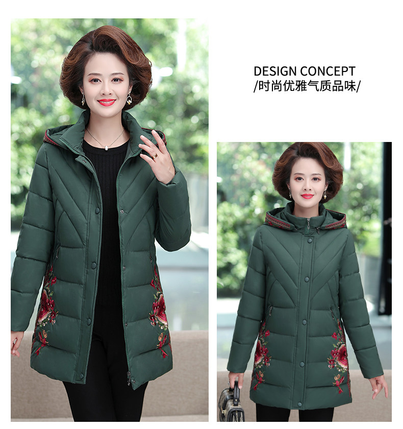 Down cotton-padded jackets for middle-aged and elderly women, mid-length cotton-padded jackets, large-sized Chinese-style thick cotton-padded jackets for autumn and winter pic 13