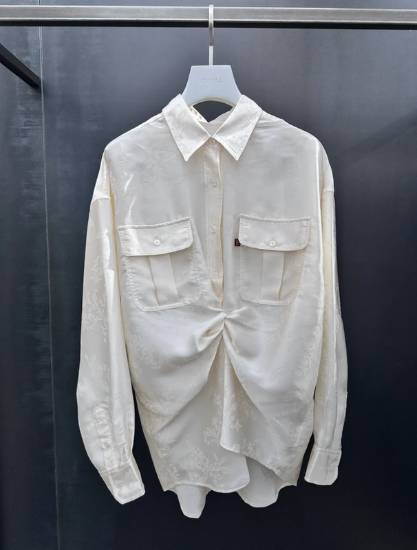 Tail-Removable Label 2025 Winter Classic Ruched Lace Shirt Uy25442C146172