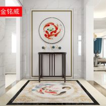 Custom 3D parquet tile microcrystalline into the entrance hallway imitation waterjet floor tile pattern hall aisle floor tiles