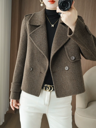 Двусторонний кашемировый короткий костюм, шерстяное пальто, 2025 года, подходит для подростков, увеличенная толщина