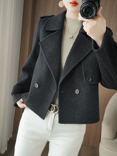 Двусторонний кашемировый короткий костюм, шерстяное пальто, 2025 года, подходит для подростков, увеличенная толщина