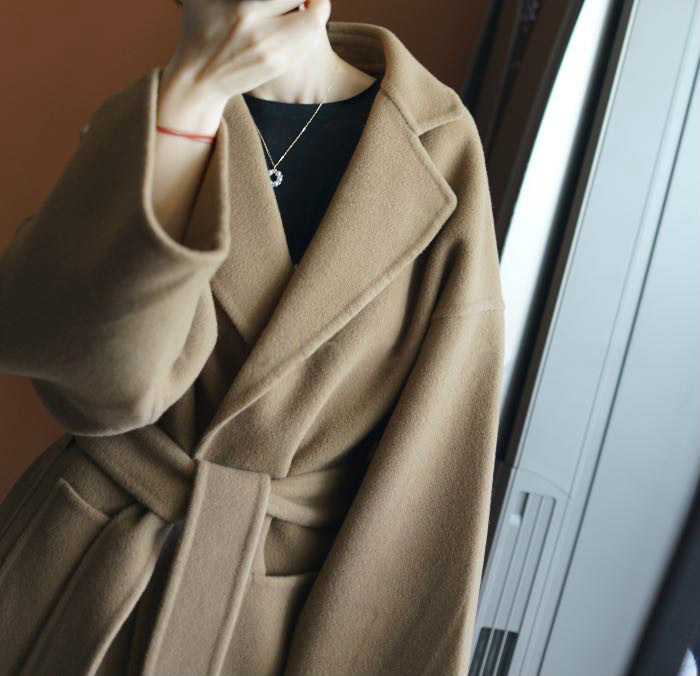 Autumn Winter New High-end Bifacial Cashmere Big Coat Woman Loose Outline Thickened Mid 100% Wool Fur Coats