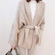 2020 Autumn and Winter heavy cashmere knitted cardigan women lazy style long thick sweater loose size coat