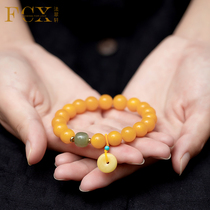 Fa Cuixuan natural chicken oil yellow beeswax handstring women original amber beeswax buckle bracelet high-end gift