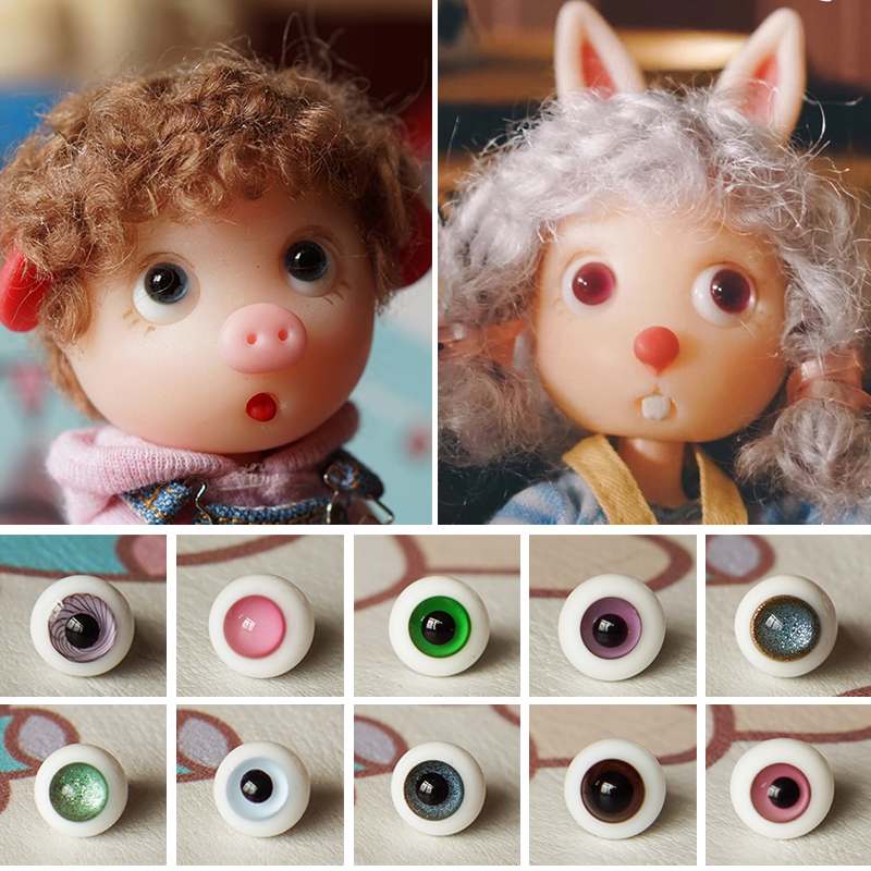 Beauty knot pig eyeball 8mm ob11 glass eyeball human face running baby flash powder eyeball BJD8 point doll
