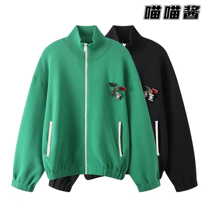 2022 Spring Dress New Casual Loose Love Chest Needle Long Sleeve Needle Weaselwear Jacket Woman 3E1E542