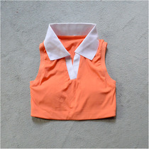 Womens short lapel tennis vest quick-drying sports badminton V-neck top with padded chest
