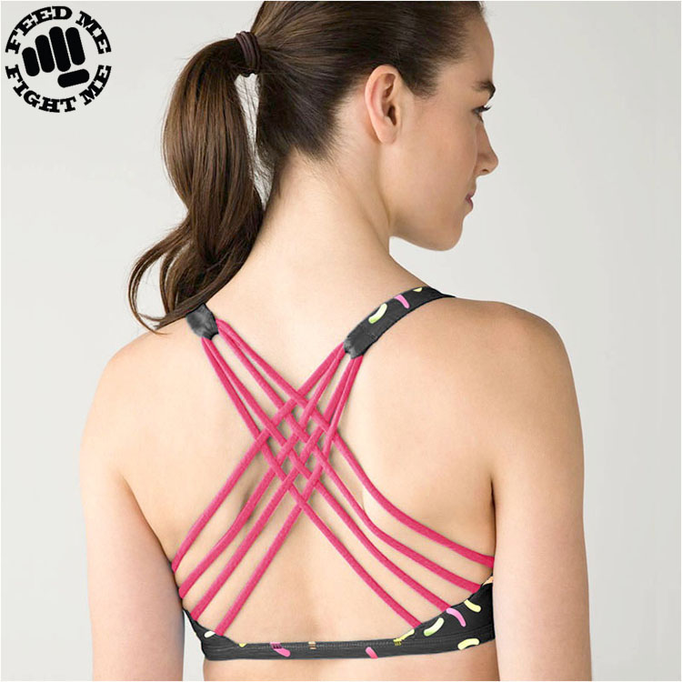 Foreign trade original single professional fighting sports women's yoga bra quick-drying with chest pad beauty back fitness black A011