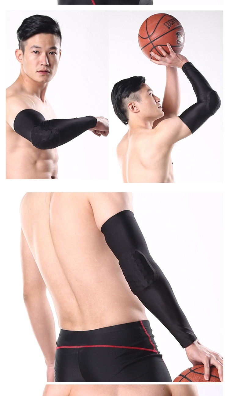 Bộ giáp bóng rổ Tổ ong va chạm tay áo Khuỷu tay Bracers Dài thoáng khí Thể thao Thiết bị bảo vệ Nam và nữ Cưỡi kem chống nắng Kobe - Dụng cụ thể thao băng cổ chân aolikes