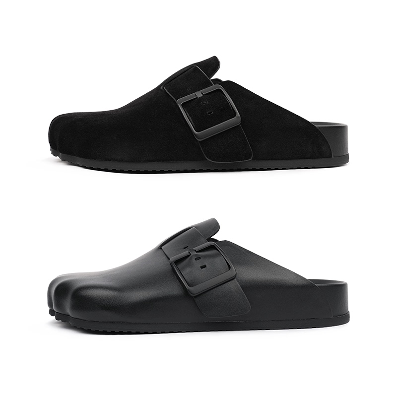 [Limited Time Special] Mkszy Italian Nappa Leather Calfskin Suede Five-Toe Shoes Birkenstock Style Closed-Toe Slippers
