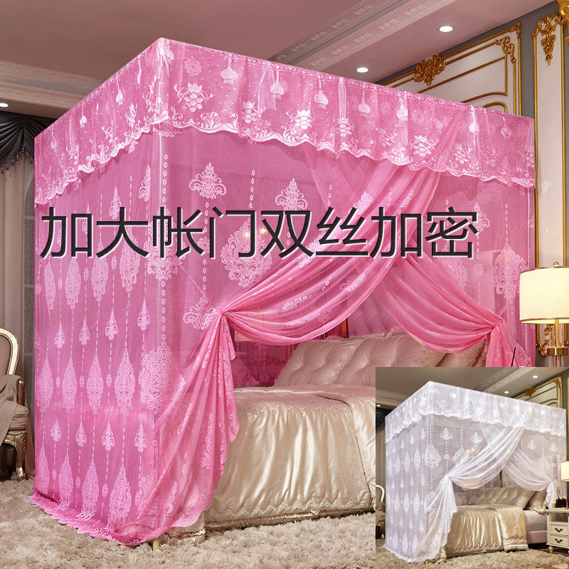Summer Thickened Crypto Palace Bed Nets Household Single Door Dust Top 1 5 m 1 8 With Bracket Triple Door Landing Style