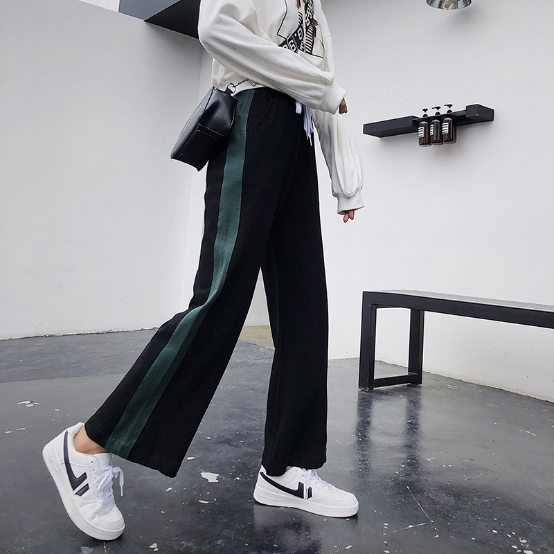 Sports Female Students Korean Edition Loose Spring Autumn Summer High Waist Pendant Sensation Broadlegged Pants Long Casual Pant Sensation Slim 100 Lap Straight Drum