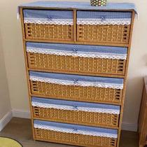 Rattan baby wardrobe solid wood drawers simple baby wardrobe toy storage cabinet living room bedroom storage cabinet