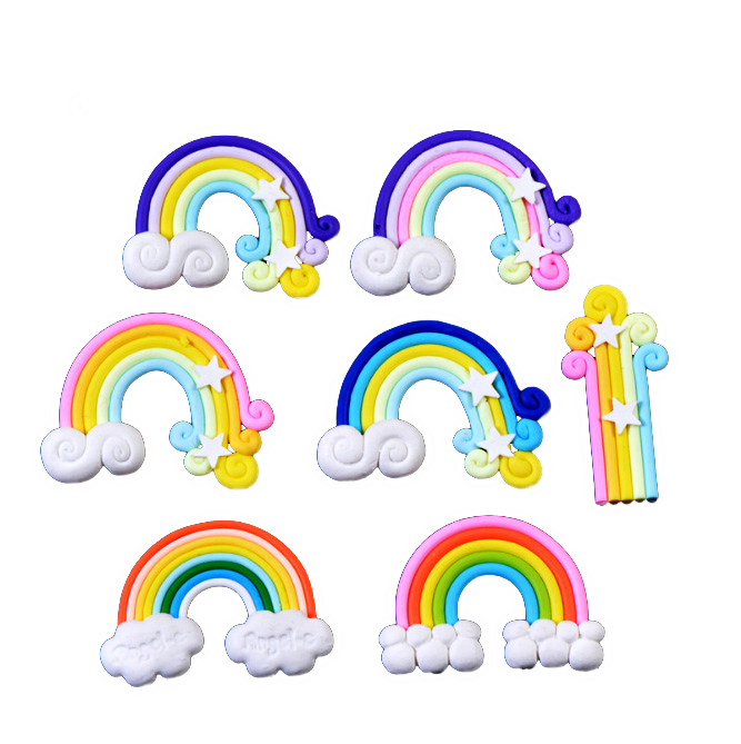 Rainbow Cake Decoration Pendulum RAINBOW CLOUD Stars Candy Color Soft Pottery Rubber Baking DIY creative dress hem