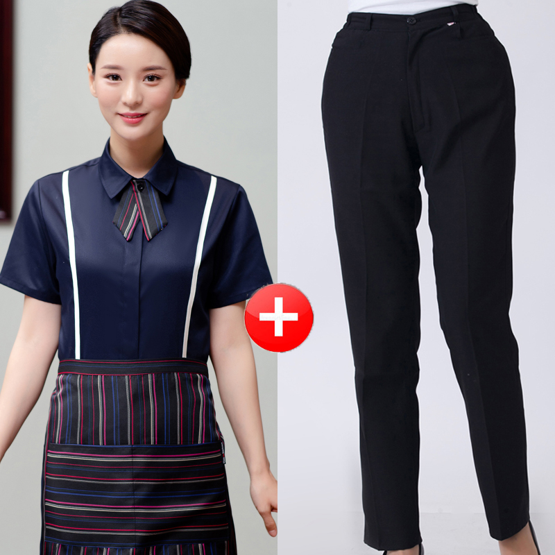 nhà hàng phương Tây workclothes mùa hè ngắn tay áo sơ mi xu hướng nhà hàng khách sạn cafe bồi bàn thời trang quần áo cô gái phòng trà