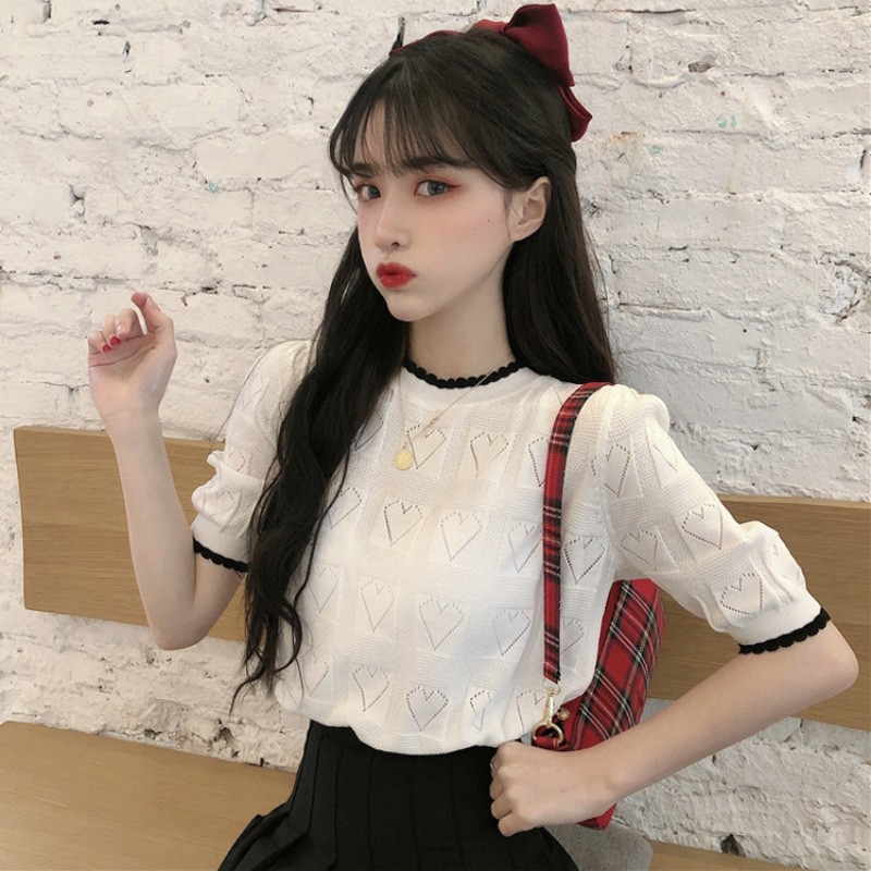 Summer 2022 new Korean version 100 lap fashion white cover Loose Knit Undershirt Woman Short Sleeve Clothes Tide