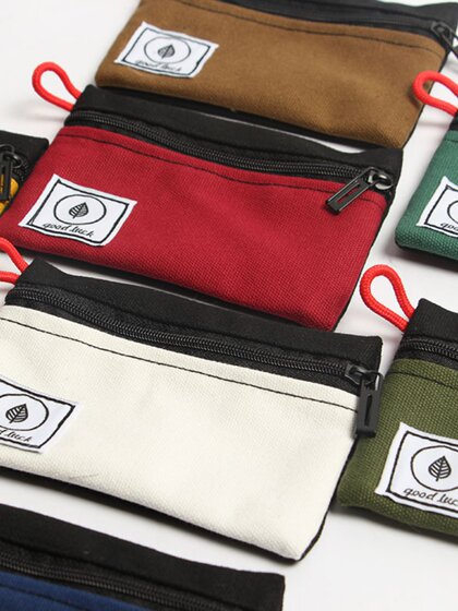 简约拼色零钱包女妈妈零錢包男女便携小帆布收纳证件包耳机收纳包