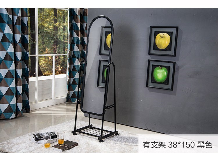 Gương di động đơn giản đứng trên sàn dài Gương phù hợp Gương trang điểm Gương treo tường Ưu đãi đặc biệt - Gương gương đứng có đèn