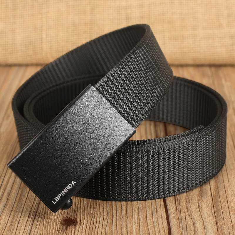 Toothless smooth buckle metal nylon canvas waistband inside wear belt youth belt men's and women's military training pants waistband
