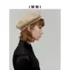 (Designer brand IMMI)Vintage four-color PU drawstring beret painter cap 192HT002X