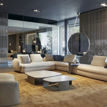 Willstyle Light Lavish Rockboard Tea Table Living Room Home Small Family type Tea Table Silence Wind Square primary-secondary tea table combination