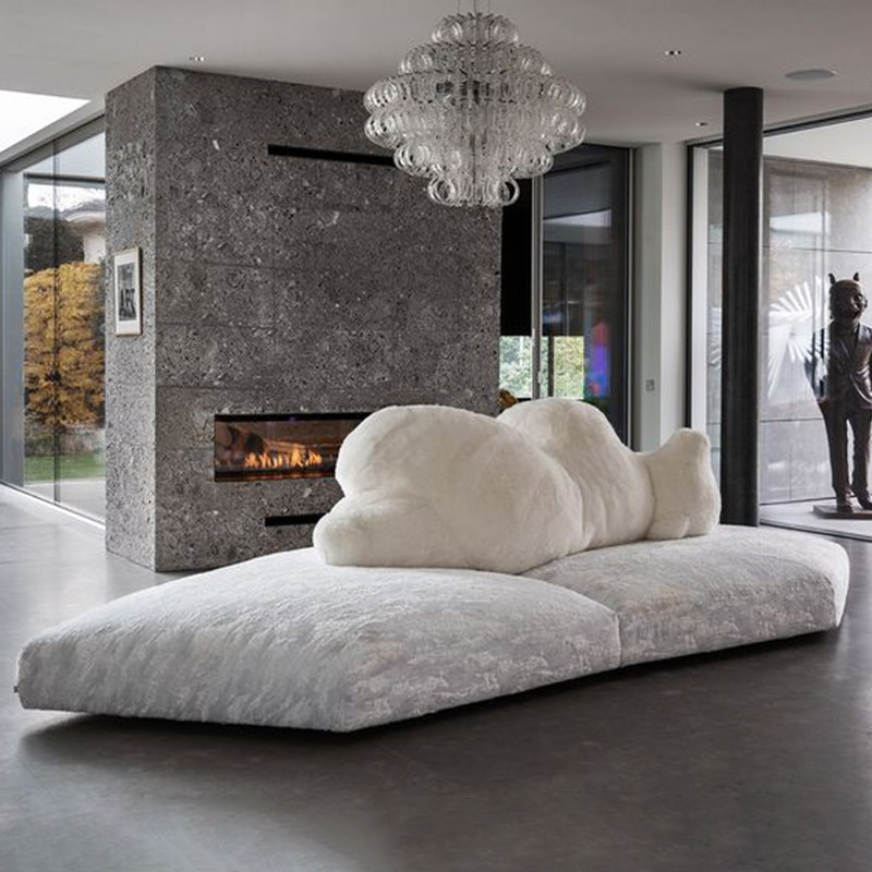 Edra Pack Great White Bear Sofa Polar Bear Backrest Arc Creative Fluff Fabric Profiled Sloth Sofa